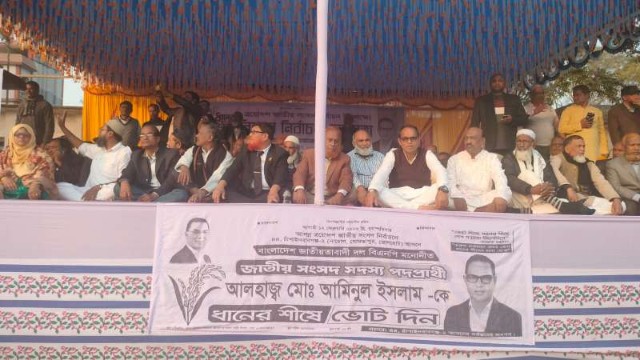 ভোলাহাটে ধানের শীষের নির্বাচনী বিশাল জনসভা